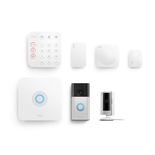 Ring Alarm, Indoor Camera (2nd Gen) + Battery Video Doorbell Pack